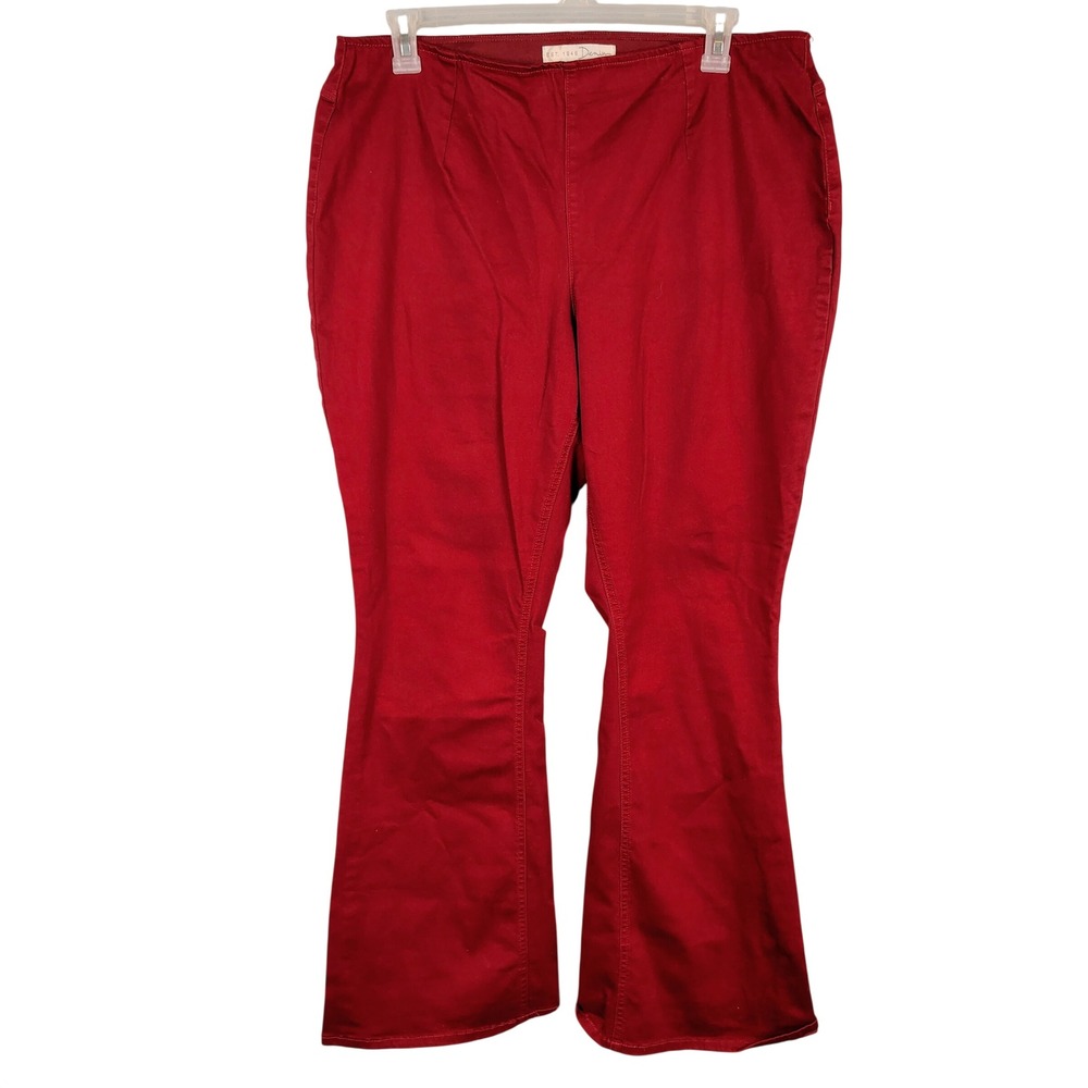 Womens SZ 18W C. Est. 1946 Denim Hi-Rise Flare Pants Burgundy Stretch Academia‎